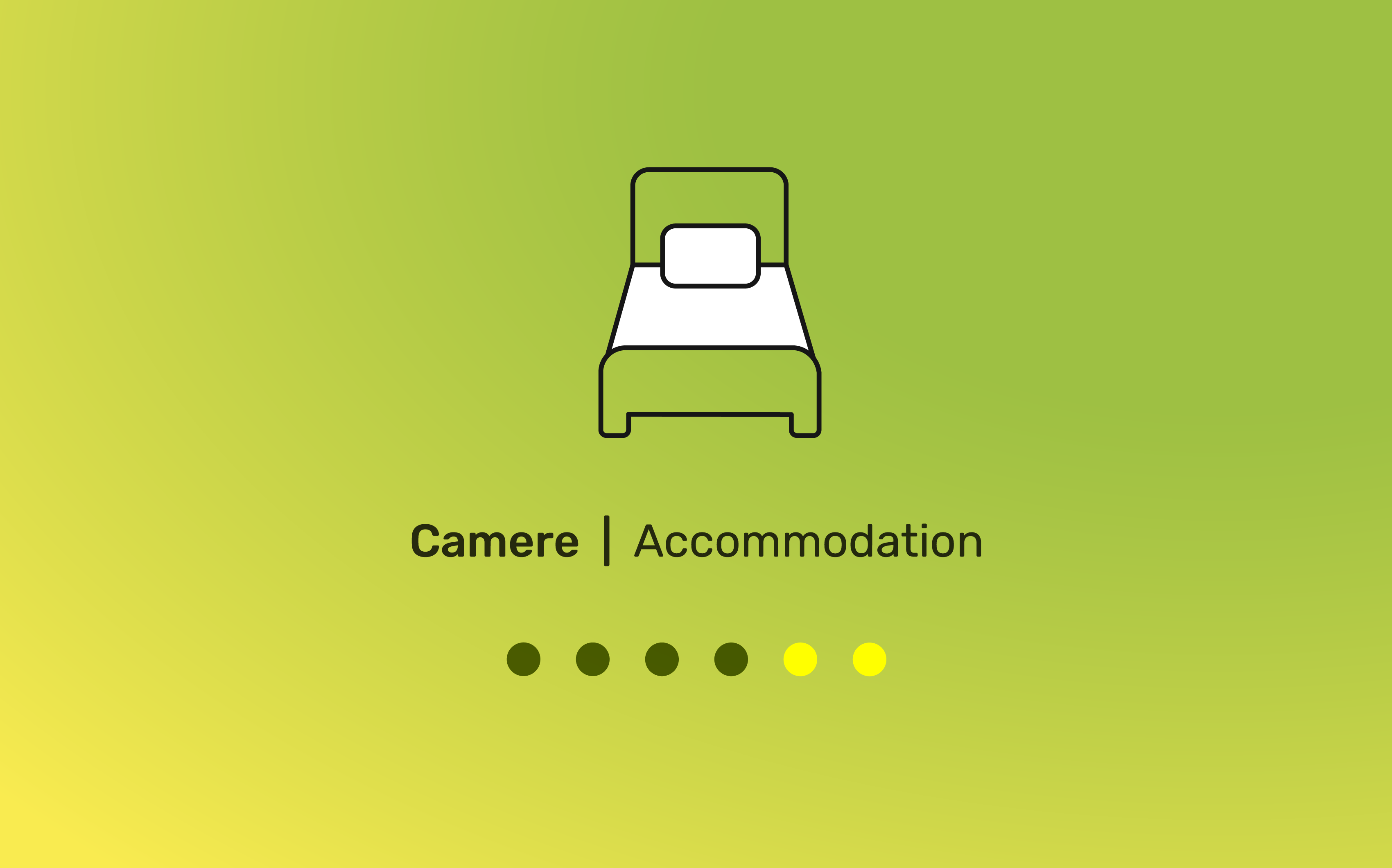 Icona di un letto per la scelta delle camere con sfondo verde e giallo.